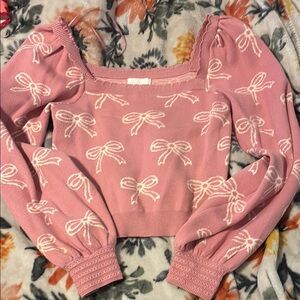 Elegant Pink Bow Sweater
